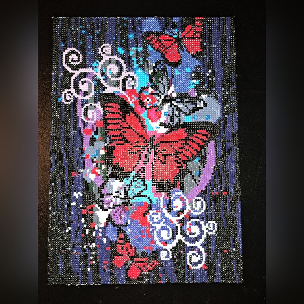 Finished red butterfly diamond painting